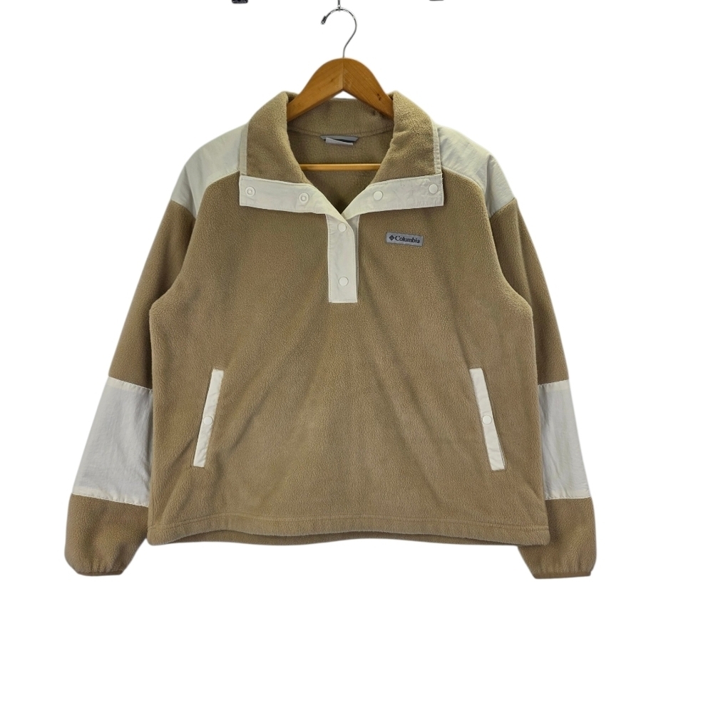 Columbia Pullover Benton Springs Fleece  Half-Snap Cream Tan‎ Women’s Size XL